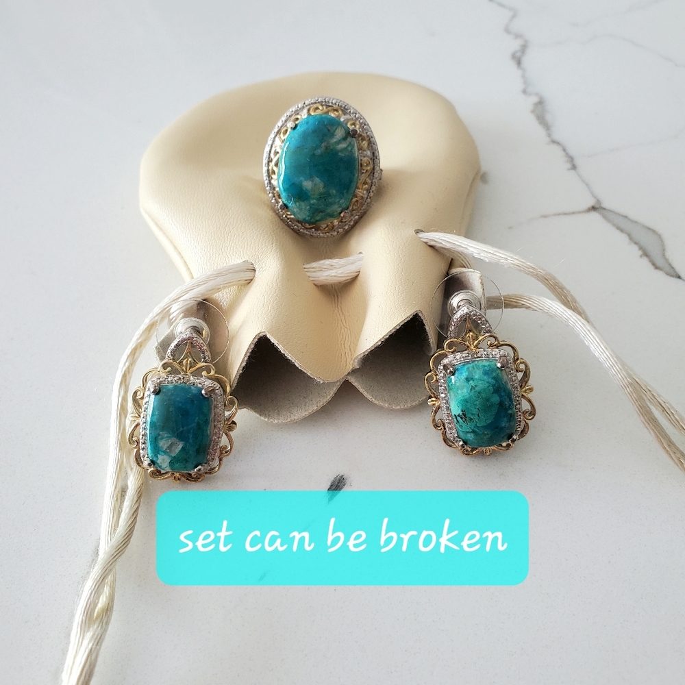 Cynthia & Camilla • Chrysocolla Set (Ring & Earrings)